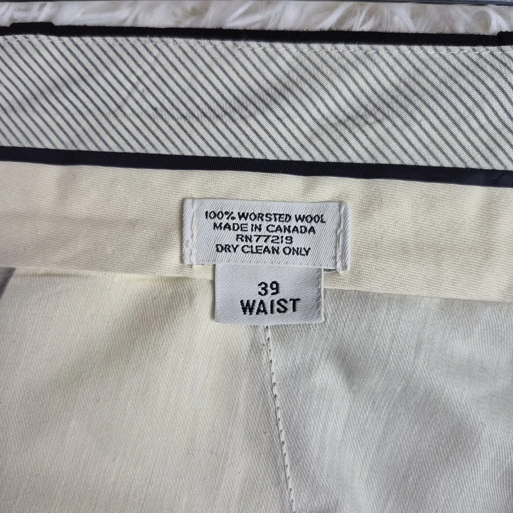 Joseph & Feiss Mens Black 100% Worsted Wool Pleated Cuffed Dress Pants‎ 36x30